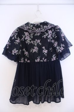 画像3: axes femme / チュール刺繍ロングシャツ  ネイビー O-26-02-04-1075-AX-BL-IG-OS