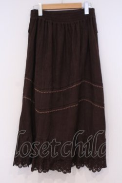画像3: axes femme / 裾カットワークロングスカート M ブラウン O-26-02-04-1081-AX-SK-IG-OS