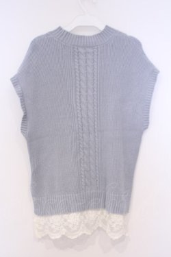 画像3: axes femme / 裾チュールレースニットベスト  サックス O-26-02-04-1082-AX-TO-IG-OS