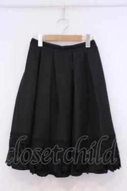 画像1: axes femme / 裾フラワーレースミディスカート  クロ O-26-02-04-1083-AX-SK-IG-OS