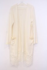 axes femme / 裾レースTPU天竺ロングカーディガン M アイボリー O-26-02-04-1085-AX-TO-IG-OS