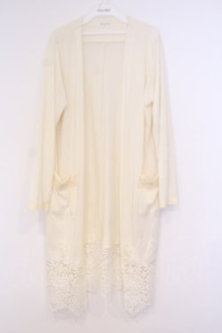 画像1: axes femme / 裾レースTPU天竺ロングカーディガン M アイボリー O-26-02-04-1085-AX-TO-IG-OS