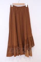 axes femme / ヘムプリーツスカート M キャラメル O-26-02-04-1010-0-SK-IG-OS