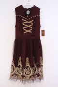 axes femme / ビスチェ切替刺繍入りドレス M ワイン O-26-02-04-1102-AX-OP-IG-OS