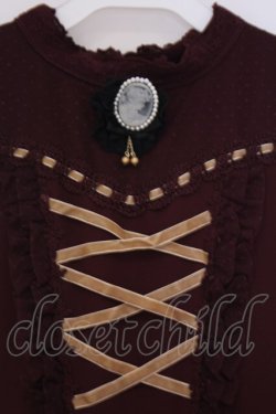 画像2: axes femme / ビスチェ切替刺繍入りドレス M ワイン O-26-02-04-1102-AX-OP-IG-OS