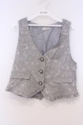 axes femme / ジャカードショートベスト  ブルーグレー O-26-02-04-1105-AX-TO-IG-OS
