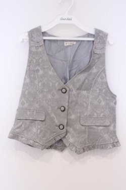 画像1: axes femme / ジャカードショートベスト  ブルーグレー O-26-02-04-1105-AX-TO-IG-ZT607