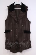 axes femme kawaii / ストライプロングベスト  ブラウン O-26-02-04-1109-AX-JA-IG-OS
