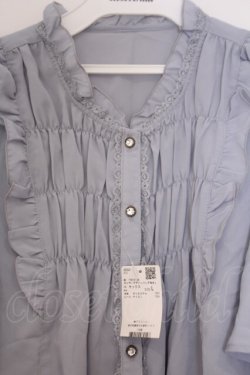 画像2: axes femme / ギャザーデザインフレア袖ブラウス L サックス O-26-02-04-1110-AX-BL-IG-OS