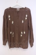 axes femme / オリジナル手刺繍ロングカーデ M ブラウン O-26-02-04-1012-AX-TO-IG-OS
