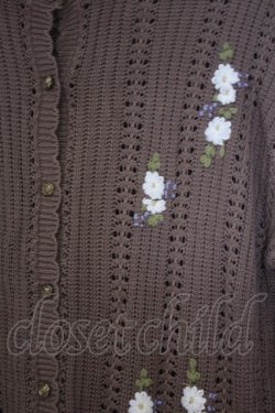 画像2: axes femme / オリジナル手刺繍ロングカーデ M ブラウン O-26-02-04-1012-AX-TO-IG-OS