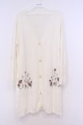 axes femme / バラ刺繍ロングニットカーデ M オフ O-26-02-04-1013-AX-TO-IG-OS