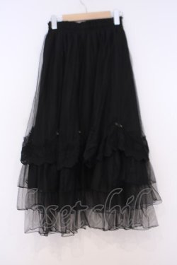 画像3: axes femme / ローズ付ドレープチュールスカート  クロ O-26-02-04-1018-AX-SK-IG-OS