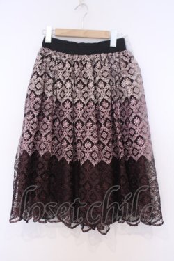 画像1: axes femme / グラデーション刺繍スカート M ワイン系 O-26-02-04-1028-AX-SK-IG-OS