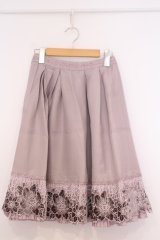axes femme / 裾フラワーレースミディスカート  ピンク O-26-02-04-1031-AX-SK-IG-OS