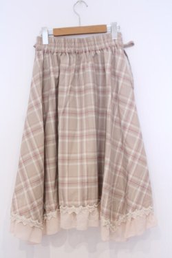 画像3: axes femme / マドラスチェック裾切替スカート  ベージュ O-26-02-04-1032-AX-SK-IG-OS