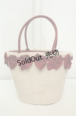 画像1: m petit by misako / AM*NIリボンFバッグ  オフ×アカ O-26-02-04-2011-LO-BG-IG-OS