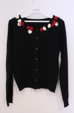 画像1: Secret Honey / 薔薇モチーフ使いカーディガン 2 クロ O-26-02-04-022-CA-TO-OW-OS