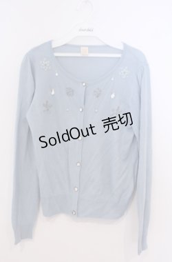 画像1: Secret Honey / 雪の結晶刺繍カーディガン  サックス O-26-02-04-025-CA-TO-OW-OS