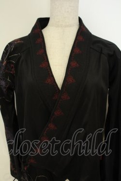 画像2: Ozz oneste / 和柄カシュクールカーディガン  ブラック O-26-02-06-031-OO-TO-OW-OS