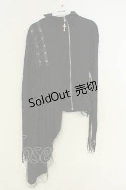 画像1: Drug Honey / アシンメトリーZIPカーディガン  ブラック O-26-02-06-032-PU-TO-OW-OS