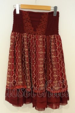 画像1: Ozz oneste / 金糸刺繍スカート F ワイン O-26-02-06-034-OO-SK-OW-OS
