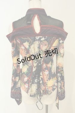 画像4: Ozz oneste / 和チャイナオフショルブラウス  ブラック×ワイン×パープル O-26-02-06-035-OO-BL-OW-OS