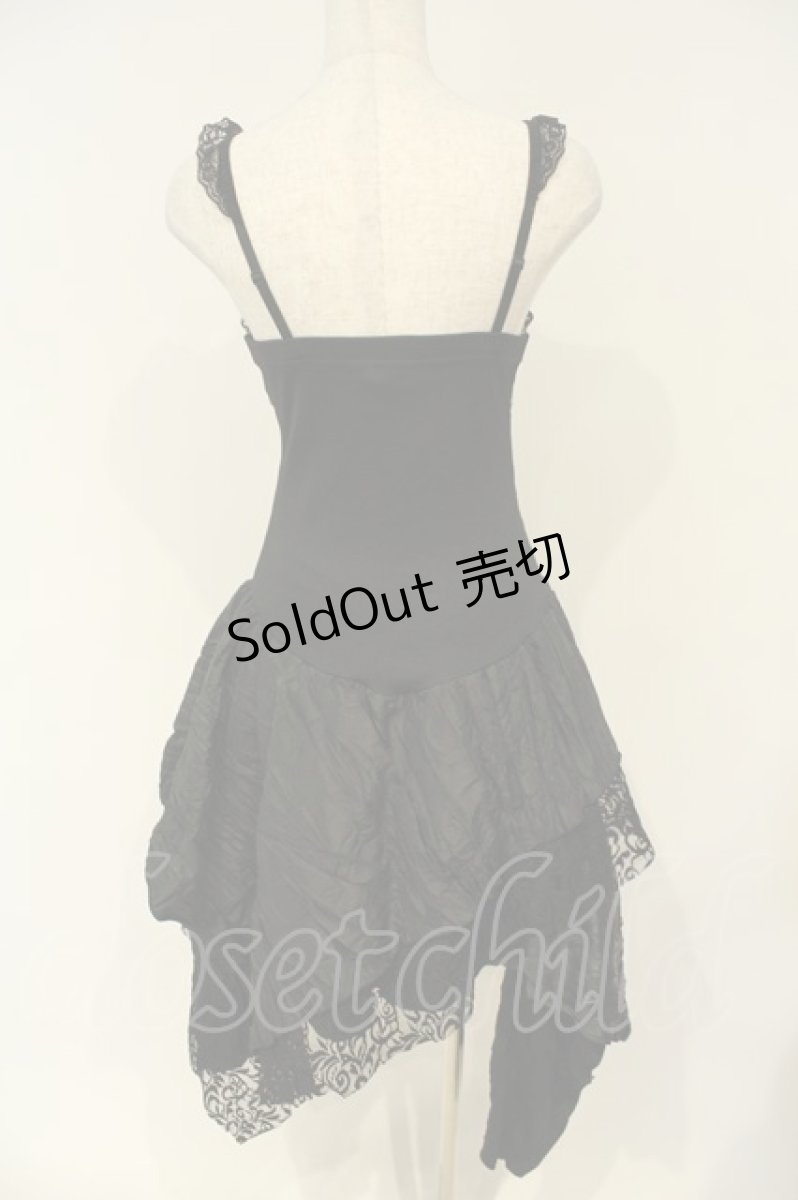 画像3: Qutie Frash / ドラゴンサテンコルセットキャミワンピース  ブラック×シルバー O-26-02-06-039-QU-OP-OW-OS (3)