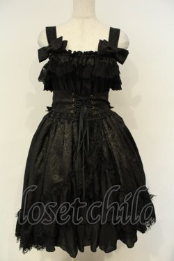 画像1: ATELIER PIERROT / Mystique Jacquard ジャンパースカート F ブラック O-26-02-06-043-EL-OP-YM-OS