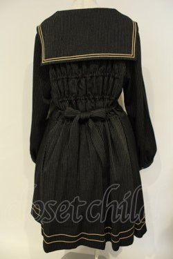 画像4: metamorphose / 【プラスサイズ】長袖セーラーリボンワンピース（ストライプ）  クロ O-26-02-06-044-ME-OP-YM-OS