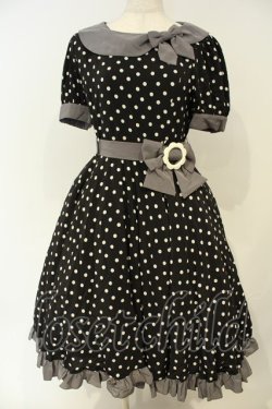 画像1: metamorphose / リボンカラーワンピース（ドット）  クロ O-26-02-06-052-ME-OP-OW-OS