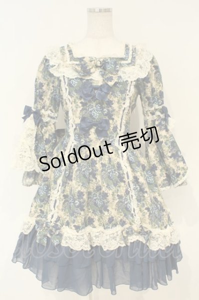 metamorphose / ゴブランブーケバッスルワンピース ブルー系 O-26-02