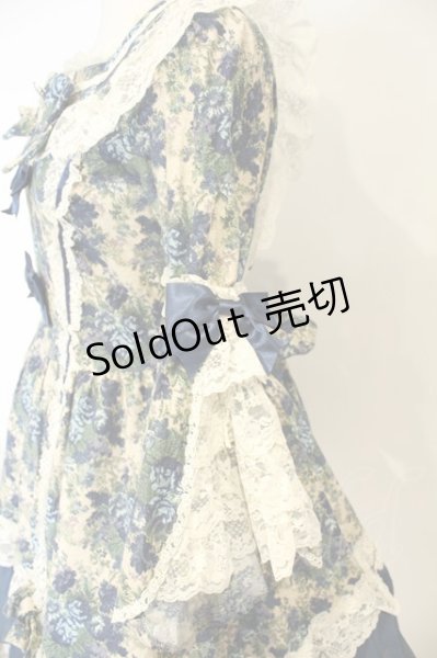 metamorphose / ゴブランブーケバッスルワンピース ブルー系 O-26-02