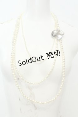 画像1: axes femme / ストーンモチーフ付きパールネックレス  シロ O-26-02-06-1001-AX-AC-OW-OS