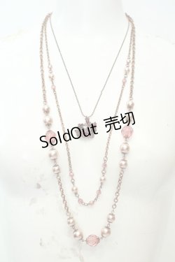 画像1: axes femme / ビーズ＆パール多連ネックレス  ピンクゴールド O-26-02-06-1064-AX-AC-OW-OS