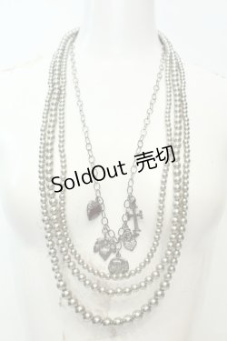 画像1: axes femme / モチーフ使い多連パールネックレス  シルバー O-26-02-06-1065-AX-AC-OW-OS