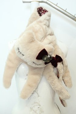 画像1: axes femme / ねこファーマフラー  ベージュ O-26-02-06-1087-AX-ZA-OW-OS