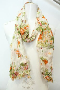 画像1: axes femme / 水彩花柄ストール  オレンジ O-26-02-06-1090-AX-ZA-OW-OS