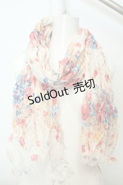 画像1: axes femme / 水彩花柄ストール  アカ O-26-02-06-1091-AX-ZA-OW-ZT575