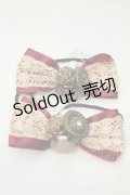 axes femme / ボタン使いリボンヘアゴム2個セット  ワイン O-26-02-06-1126-AX-AC-OW-ZT0211U