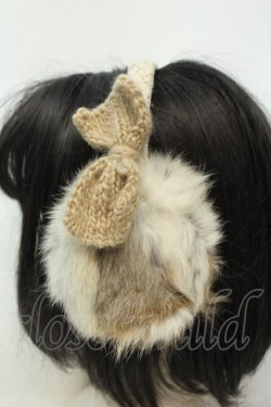 画像2: LOLITAその他 / ラビットファー耳当て  ベージュリボン O-26-02-06-1138-LO-ZA-OW-OS