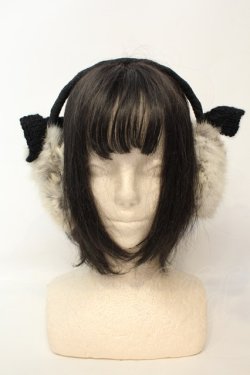 画像1: LOLITAその他 / ラビットファー耳当て  クロリボン O-26-02-06-1139-LO-ZA-OW-OS