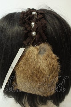 画像2: axes femme / チュールフリル使いラビットファー耳当て  ブラウン O-26-02-06-1140-AX-ZA-OW-OS