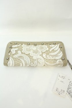 画像1: axes femme / レース使い長財布  ベージュ O-26-02-06-1154-AX-ZA-OW-OS