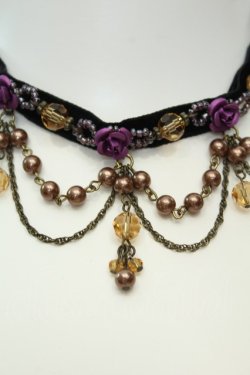 画像2: axes femme / ローズモチーフ使いベロアチョーカー  クロ O-26-02-06-1034-AX-AC-OW-OS