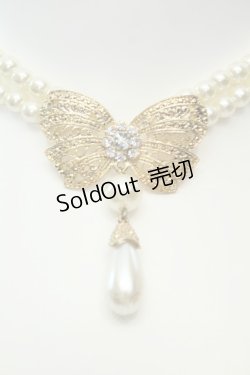 画像2: axes femme / リボンモチーフパールチョーカー  シロ×ゴールド O-26-02-06-1039-AX-AC-OW-OS