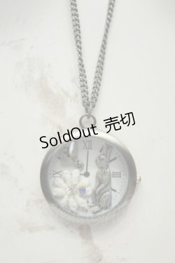 画像1: axes femme / うさぎ懐中時計ネックレス  シルバー O-26-02-06-1047-AX-AC-OW-OS