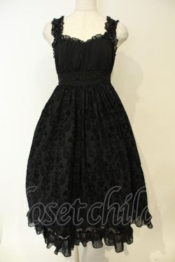 画像1: metamorphose / グレースフロッキーミディアムジャンパースカート  クロ O-26-02-06-056-ME-OP-OW-OS