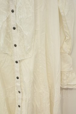 画像2: Ozz oneste / レースフリルシャツワンピース  ホワイト O-26-02-06-017-OO-OP-OW-OS