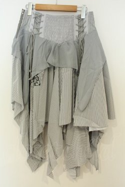 画像3: Ozz Croce / ストライプアシメスカート  グレー O-26-02-06-021-OO-SK-OW-OS